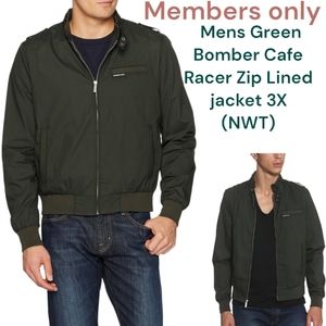 Members Only Mens Bomber Cafe Racer Zip Insulated lined jacket green coat 3X